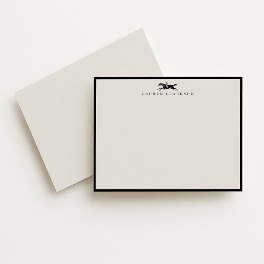 Vintage Equestrian Rider Stationery Note Card 招待状