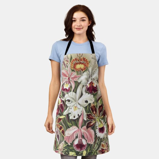 Vintage Ernst Haeckel Orchid Botanical Print エプロン (着用した状態)