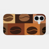 Vintage Espresso Bean Pattern iPhone 16ケース (裏面横)