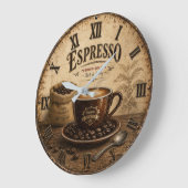 Vintage Espresso Coffee ラージ壁時計 (傾斜)