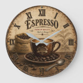 Vintage Espresso Coffee ラージ壁時計 (正面)