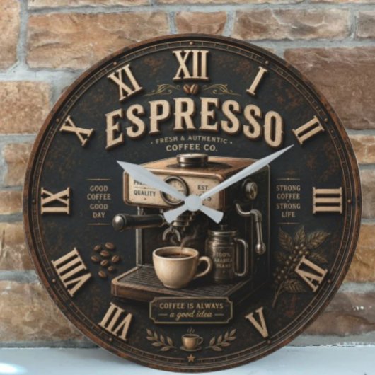 Vintage Espresso Coffee Machine ラージ壁時計