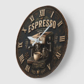 Vintage Espresso Coffee Machine ラージ壁時計 (傾斜)