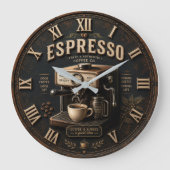 Vintage Espresso Coffee Machine ラージ壁時計 (正面)