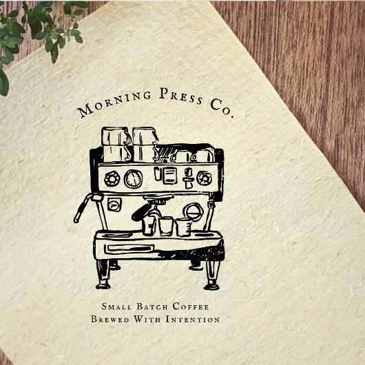 Vintage Espresso Machine Coffee Branding ラバースタンプ