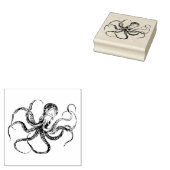 Vintage Etched Octopus Wooden Art Stamp ラバースタンプ (押印)