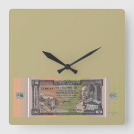 Vintage Ethiopian Birr Banknote スクエア壁時計
