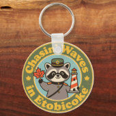 Vintage Etobicoke Lakeside Lighthouse Waves キーホルダー (裏面)