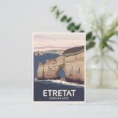 Vintage Étretat Normandie Cliffs Arch Travel ポストカード (スタンド正面)
