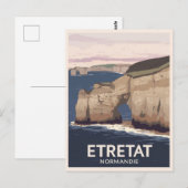 Vintage Étretat Normandie Cliffs Arch Travel ポストカード (正面/裏面)