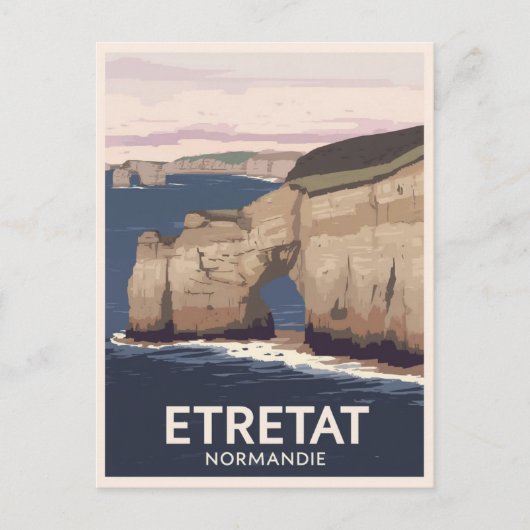 Vintage Étretat Normandie Cliffs Arch Travel ポストカード (正面)