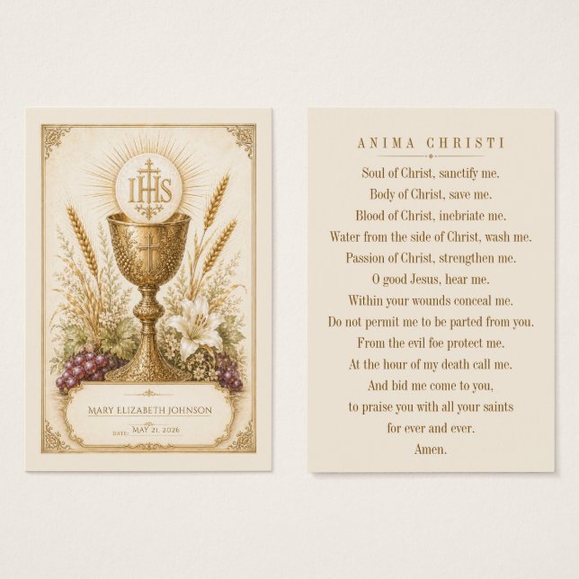 Vintage Eucharistic IHS First Communion Keepsake (正面&裏面)