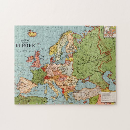 Vintage Europe 20th Century Bacon's Standard Map ジグソーパズル (横)