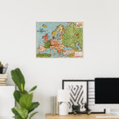 Vintage Europe 20th Century Bacon's Standard Map ポスター (ホームオフィス)