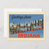 Vintage Evansville Indiana ポストカード (正面/裏面)