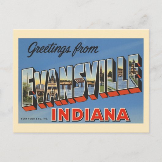 Vintage Evansville Indiana ポストカード (正面)