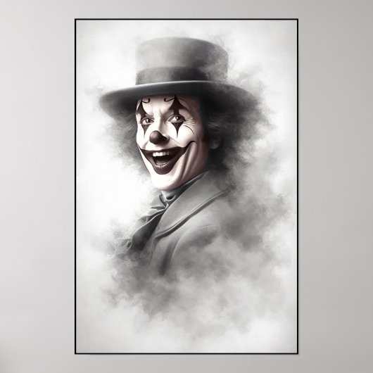 Vintage Evil Clown in Top Hat ポスター (正面)