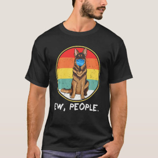 Vintage Ew People German Shepherd Dog Wearing Face Tシャツ