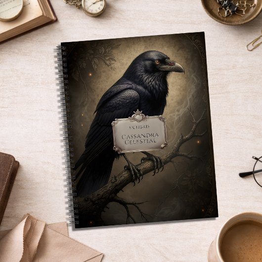 Vintage Ex Libris Dark Academia Gothic Raven ノートブック