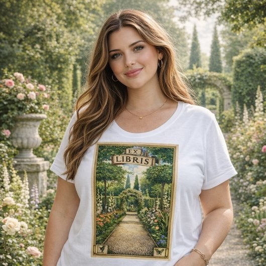 Vintage Ex Libris Garden Path Bookplate Art  プラスサイズTシャツ