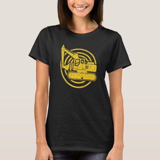 Vintage Excavator  Construction vehicles Tシャツ (正面)