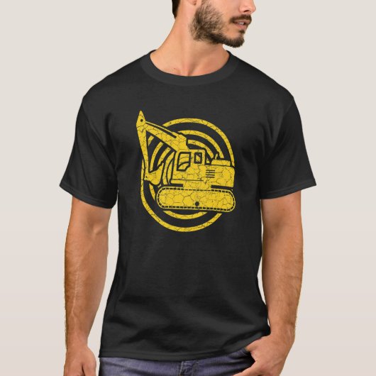 Vintage Excavator  Construction vehicles Tシャツ (正面)