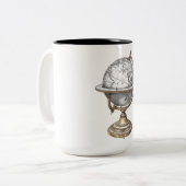 Vintage Explorer Antique Globe Graphic Mug ツートーンマグカップ (正面左)