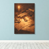 Vintage Explorer Desk Still Life キャンバスプリント (インサイチュ (ウッドフロア))