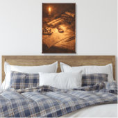 Vintage Explorer Desk Still Life キャンバスプリント (インサイチュ (寝室))