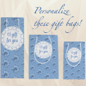 Vintage Faded Blue Roses Personalized ラージペーパーバッグ