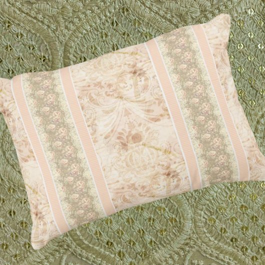 Vintage Faded Damask Floral Script  アクセントクッション