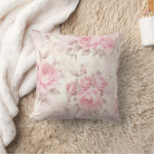 Vintage Faded Pink Roses クッション (ブランケット)