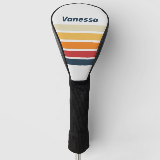 Vintage Faded Rainbow Across Striping with Name ゴルフヘッドカバー (正面)