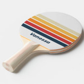 Vintage Faded Rainbow Across Striping with Name 卓球ラケット (正面アングル)