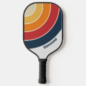 Vintage Faded Rainbow Circle Stripe with Name ピックルボールラケット (裏面)
