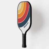 Vintage Faded Rainbow Circle Stripe with Name ピックルボールラケット (左)