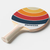 Vintage Faded Rainbow Circle Stripe with Name 卓球ラケット (正面アングル)