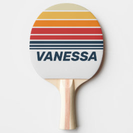 Vintage Faded Rainbow Horizon Striping with Name 卓球ラケット