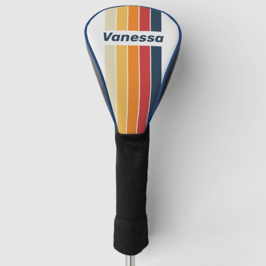 Vintage Faded Rainbow Pin Striped with Name ゴルフヘッドカバー (正面)