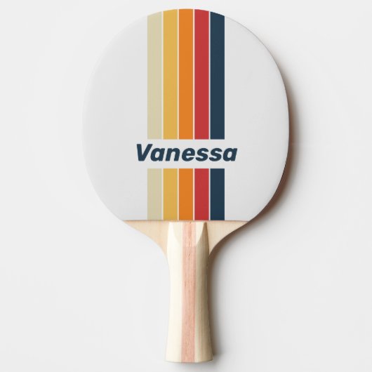 Vintage Faded Rainbow Pin Striped with Name 卓球ラケット (正面)
