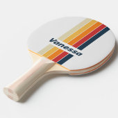 Vintage Faded Rainbow Pin Striped with Name 卓球ラケット (正面アングル)