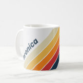 Vintage Faded Rainbow Stripes with Name コーヒーマグカップ (正面左)