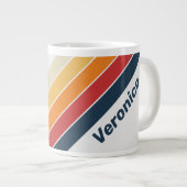 Vintage Faded Rainbow Stripes with Name ジャンボコーヒーマグカップ (正面右)
