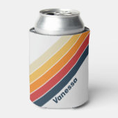 Vintage Faded Rainbow Stripes with Name 缶クーラー (缶正面)