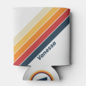 Vintage Faded Rainbow Stripes with Name 缶クーラー (裏面)