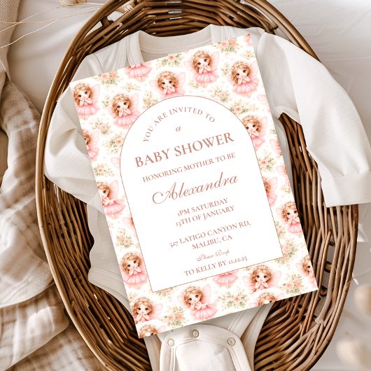 Vintage Fairy Baby Girl Baby Shower 招待状