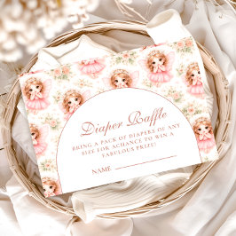 Vintage Fairy Baby Girl Baby Shower Diapper Raffle エンクロージャーカード