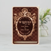 Vintage Fairytale Red Library Book Wedding Gold 箔招待状 (立ち正面)