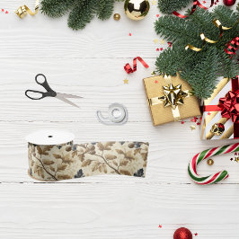 Vintage Fall Oak Leaf | Elegant Blue and Gold サテンリボン