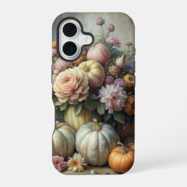 VINTAGE FALL PUMPKIN SCENE WITH FLOWERS iPhone 16ケース